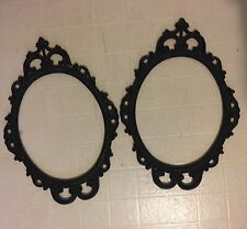 One Cast Metal Oval Antique Finish Ornate Mirror / Photo Frame Wall Hanging 16