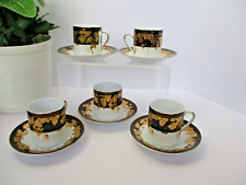 Set of Five Kingporcelain Demitasse/Expresso Cups/Saucers Gold Greek key Grapes picture