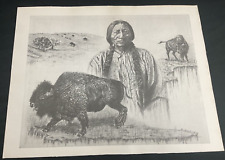 Native American and Buffalo print by M. Dennison 1998. picture