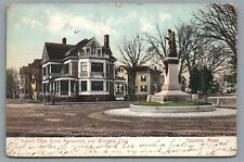 Robert Treat Paine Monument and Winthrop Club Taunton Mass Vintage Postcard 1907 picture