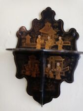 Vintage Chinese Black Lacquered Wall Shelf picture