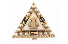 ANTIQUE 14K YELLOW GOLD SEED PEARLS MU PHI EPSILON MUSIC FRATERNITY PIN BROOCH picture