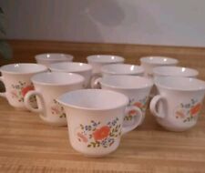 Corelle by Corning Wildflower set of  10 cups/mugs  And Creamer Vintage Excelent picture