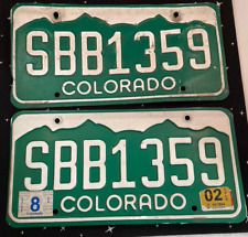 Pair Of Aluminum Colorado License Plates w/Decals White On Green 12