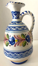 Toledo Spain P. Arzobispo Ceramic Hand Painted Pitcher Signed 8 inch Tall EUC picture