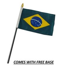 BRAZIL  FLAG DESK SET WITH BASE 4x6 INCHES - TABLE STICK FLAG picture