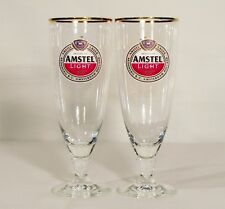 (12 Glasses) NOS New AMSTEL LIGHT Premium Lager Beer Chalice Footed Bar  33cl picture