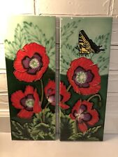 Hand Painted Tiles, Poppies Embossed Enamel Wall Hangings picture
