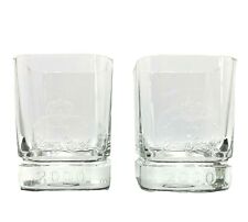Crown Royal Set of 2 Vtg Square Heavy Bottom Highball Cocktail Drinking Glasses  picture