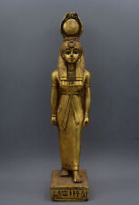 RARE Ancient statue Egyptian goddess Isis painted gold leaf vintage heavy stone picture