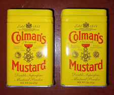 Lot Of 2 Colman's Mustard Tin Containers With Lids ~ 2 Ounce picture