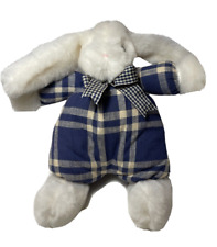 Bunnies By The Bay Reg# PA3261 Limited EDITION White Blue Plaid Large 12 In Bow picture