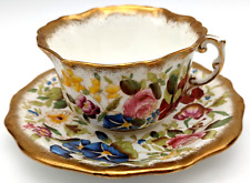 Hammersley Queen Anne Bone China Floral Tea Cup & Saucer Gold Trim England picture