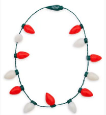 New 2021 Disney Parks Red & White Holiday String Lights Glow Necklace picture