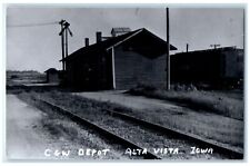 c1960's CGW Alta Vista Iowa IA Railroad Train Depot Station RPPC Photo Postcard picture