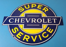 Vintage Chevrolet Sign - Porcelain Bow-Tie Sign - Gas Pump Garage Shop Auto Sign picture