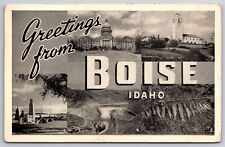 Greetings From Boise Idaho~State Capitol~PM 1943~Large Letter B&W Postcard picture
