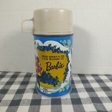 Vintage 1971 The World Of Barbie Thermos With Stopper and Lid Metal Half Pint picture