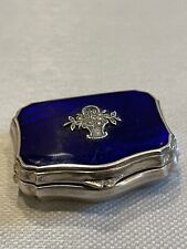 Edwardian Cobalt Enamel and Sterling Silver Snuff or Trinket Box picture