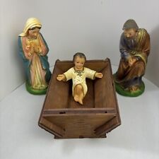 1940s Chalkware Nativity Columbia Statuary HOLY FAMILY Christmas Collectible picture