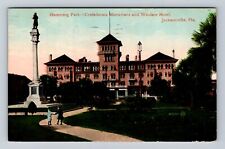 Jacksonville FL-Florida, Hemming Park, Monument, Hotel, Vintage c1911 Postcard picture