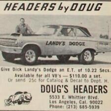 1965 DRAG RACING PRINT AD DOUG'S HEADERS DICK LANDY DODGE V8 LA CALIFORNIA VTG picture