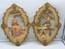 Vintage Victorian Wall Plaque Set Oval Shaped Man And Woman 9.75 x 14 picture