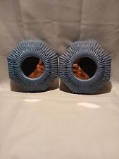 Vintage Plastic bamboo Wicker Wall Mirror pair  Octagon Homco 22-268 beach decor picture