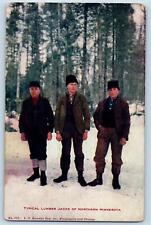 Postcard Typical Lumber Jacks Of Northern Minnesota c1940's Antique Trees Scene picture