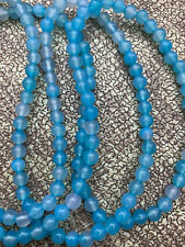 4 Pcs Tibetan Natural Blue Agate Dzi 6mm  Round Beads Short Necklaces picture