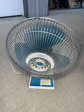 Super Deluxe 12” Oscillating Table Fan 3-Speed Model Blue Blades, Vtg. A-117 picture
