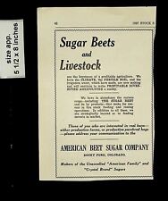 1927 American Beet Sugar Beets and Livestock Rocky Ford CO Vintage Print Ad17508 picture