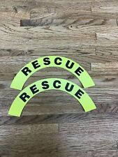 Pair Of First Responder RESCUE Helmet Crescent Decals Lime Green picture