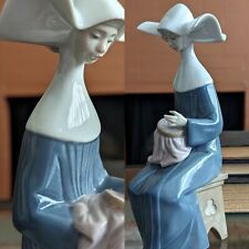 Statue Lladro Time To Sew Nun White #5501 RETIRED damaged 80s Vtg 1987 Spain Art picture
