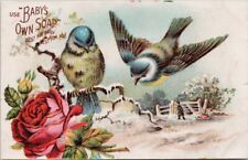 Use Babys Own Soap Advertising Birds Red Rose Nature Scene Postcard H25 *as is picture