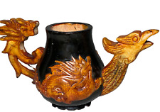 1940’s Chinese Wood Lacquer Dragon  Cup with Dragon Handles picture