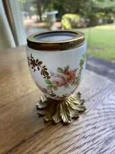 Unusual Antique bullet vanity opalescent hand painted bointaburet pedistal cup picture