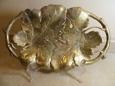 Vintage Heavy Unpolished Brass Dish  Leaf and Branches Design 14