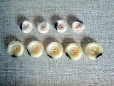 Vintage Faux Horn Plastic Buttons Carved Lot of 9 Assorted Creams and Browns picture