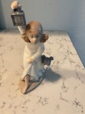 NAO By Lladro “Who’s There?” Girl With Lantern And Dog #1111 Figurine picture