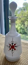 Antique Victorian Bristol Glass Hand Painted Perfume Bottle W Stopper Opaline 8” picture