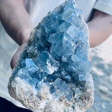 3.18 Natural Raw Blue Celestite Crystal Quartz Cluster Geode Specimen Home Decor picture