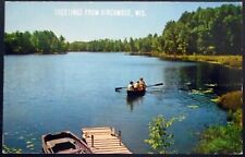 1960s “Greetings from Birchwood, Wis.”, Fishing Boats, Rowing a Boat near Dock  picture