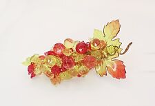 Vintage MCM Acrylic Lucite Gold Yellow & Pink Grapes Cluster With Leaves picture