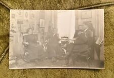 Antique Photo HOME INTERIOR Creepy Ghost Image, Guitar, Great Furniture RPPC picture