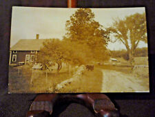 RPPC c1910 S.W. New Hampshire Antique Farm House & Stone Wall on Dirt Road picture