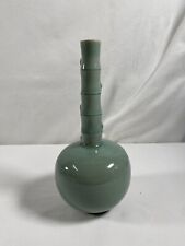VTG Chinese Celadon Green Crackle Glaze Bamboo Neck Porcelain Bud Vase #565 READ picture