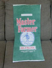 Vintage 2 Sided Green Master Farmer Alfalfa Cloth Seed Sack Faribault Minnesota picture