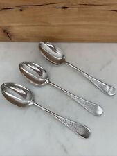 Antique Wilcox Hand Engraved Floral 3 Dinner Spoons Silver plate C.1880 Mono M picture