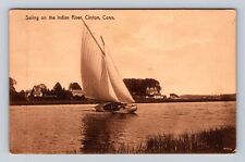 Clinton CT-Connecticut, Sailing On The Indian River, Vintage c1912 Postcard picture